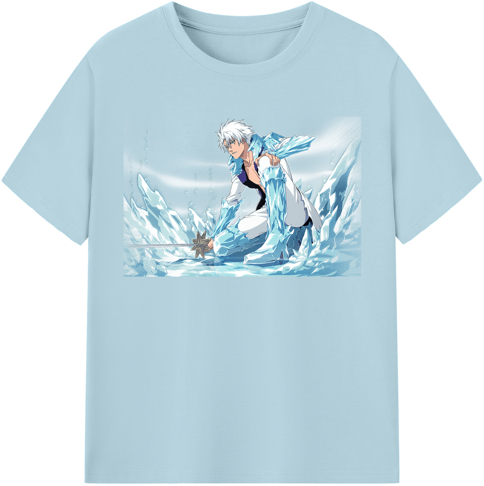 （画像用） ブリーチ 日番谷冬獅郎（ひつがや とうしろう） BLEACH Hitsugaya Toushirou 綿100％半袖Tシャツ（フロントプリント）